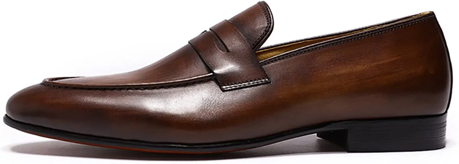 Men's Handmade Leather Loafers - Casual Lightweight Driving Moccasins, Slip-On Dress Shoes with Leather Lining for Business and Everyday Wear