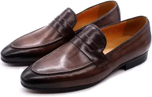Men's Handmade Leather Loafers - Casual Lightweight Driving Moccasins, Slip-On Dress Shoes with Leather Lining for Business and Everyday Wear