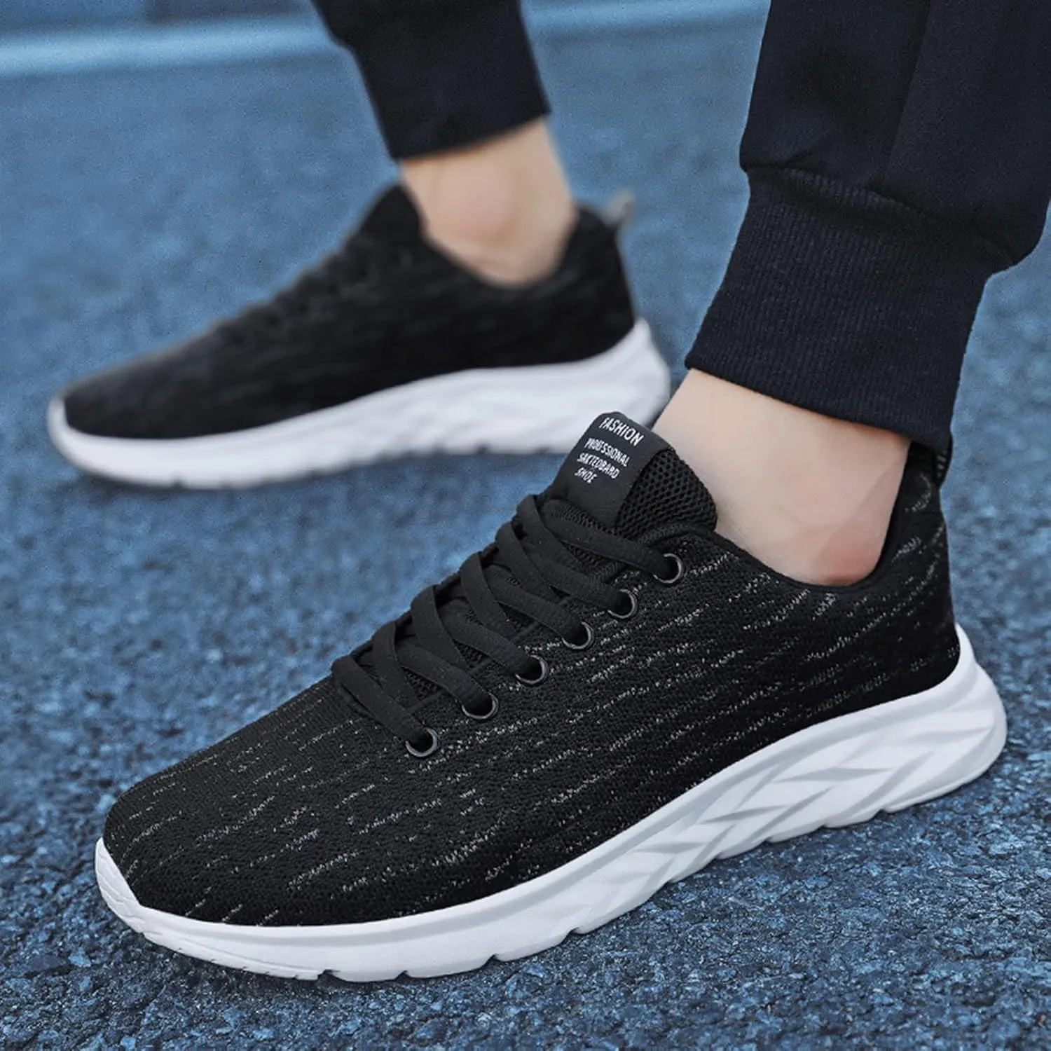 Mens Lace up Sports Shoes Comfy Arch Support Walking Shoes Breathable Lightweight Cushion Running Shoe for Men Daily Work Lace up Sneakers Travel Friendly Long Standing Footwear
