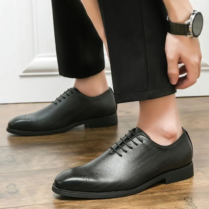 Men's Leather Lace Up Oxford Shoes Formal Leather Shoes Fashion Dress Sneakers Business Casual Derby Shoe for Men