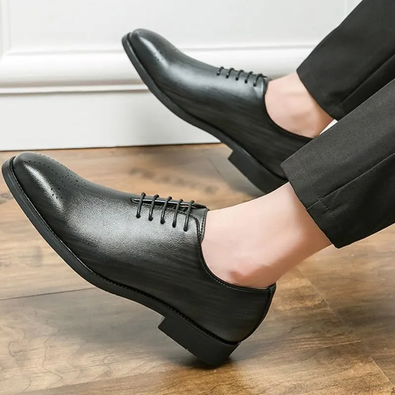 Men's Leather Lace Up Oxford Shoes Formal Leather Shoes Fashion Dress Sneakers Business Casual Derby Shoe for Men