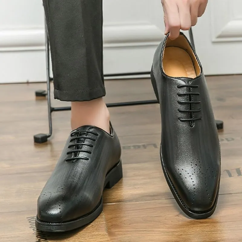 Men's Leather Lace Up Oxford Shoes Formal Leather Shoes Fashion Dress Sneakers Business Casual Derby Shoe for Men