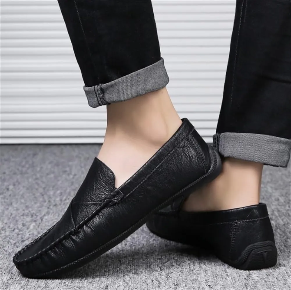 Mens Leather Loafers Slip On for Business Casual Office Work Wedding Comfortable Lightweight Dress Shoes
