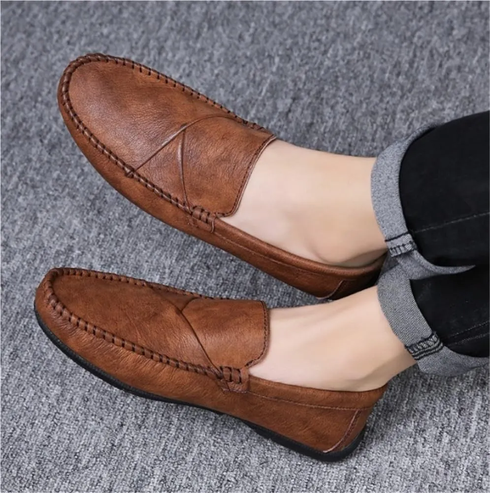 Mens Leather Loafers Slip On for Business Casual Office Work Wedding Comfortable Lightweight Dress Shoes