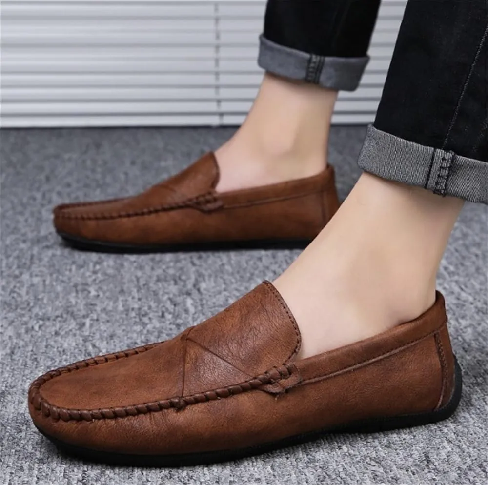 Mens Leather Loafers Slip On for Business Casual Office Work Wedding Comfortable Lightweight Dress Shoes