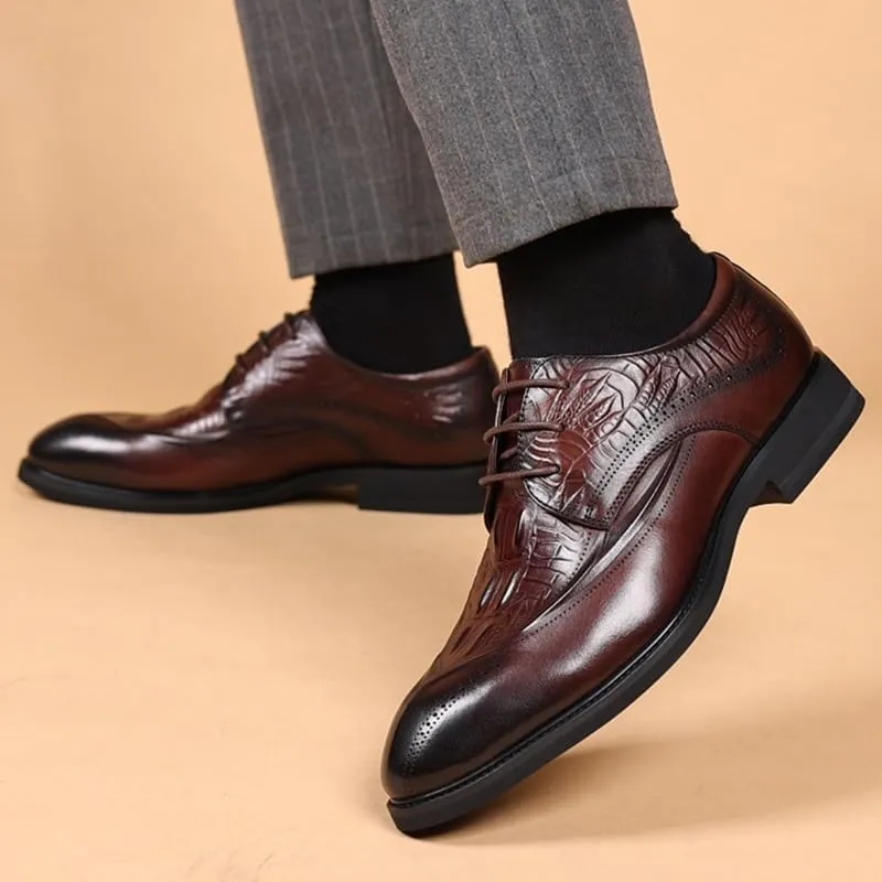 Men's Leather Oxford Shoes - Classic Lace Up Dress Shoes for Business & Casual Wear