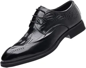 Men's Leather Oxford Shoes - Classic Lace Up Dress Shoes for Business & Casual Wear