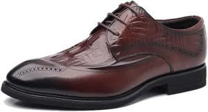 Men's Leather Oxford Shoes - Classic Lace Up Dress Shoes for Business & Casual Wear