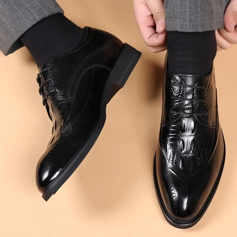 Men's Leather Oxford Shoes - Classic Lace Up Dress Shoes for Business & Casual Wear
