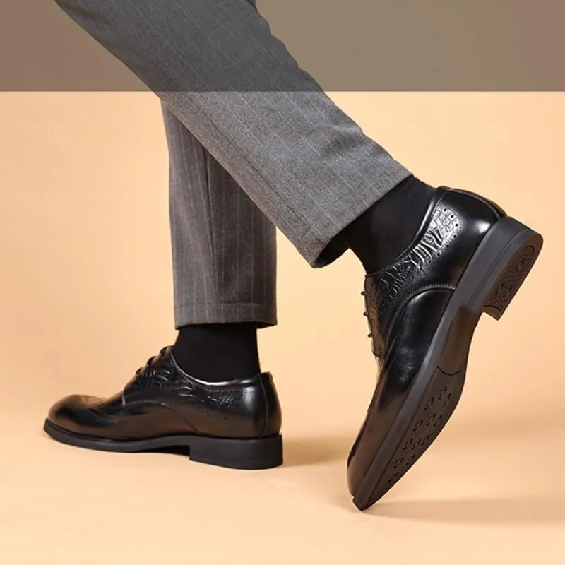 Men's Leather Oxford Shoes - Classic Lace Up Dress Shoes for Business & Casual Wear