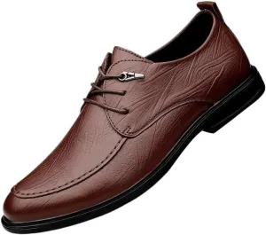 Mens Leather Shoes Classic Lace-up Casual Walking Shoes Office Flats Summer Work Formal Oxford Shoes