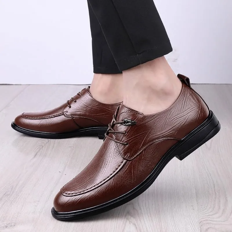 Mens Leather Shoes Classic Lace-up Casual Walking Shoes Office Flats Summer Work Formal Oxford Shoes