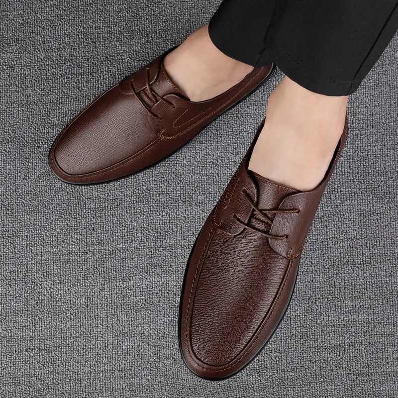 Men's Lightweight Comfortable Thick-Soled Oxford Shoes - Casual Fashion Lace Up Leather Business Shoes