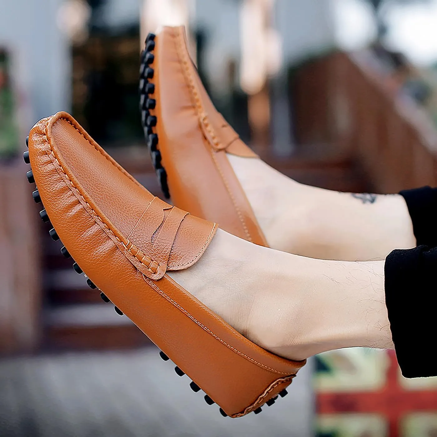 Mens Loafers Casual Silp On Leather Penny Loafers Fashion Lightweight Driving Boat Shoes for Mens