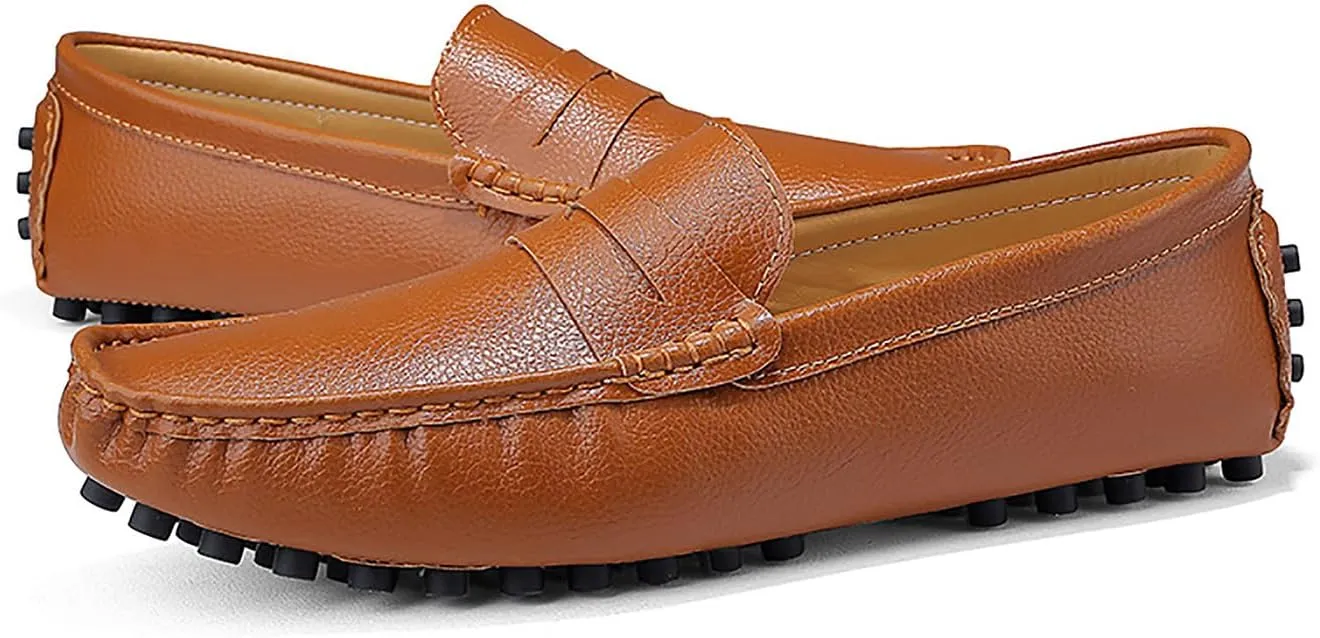 Mens Loafers Casual Silp On Leather Penny Loafers Fashion Lightweight Driving Boat Shoes for Mens