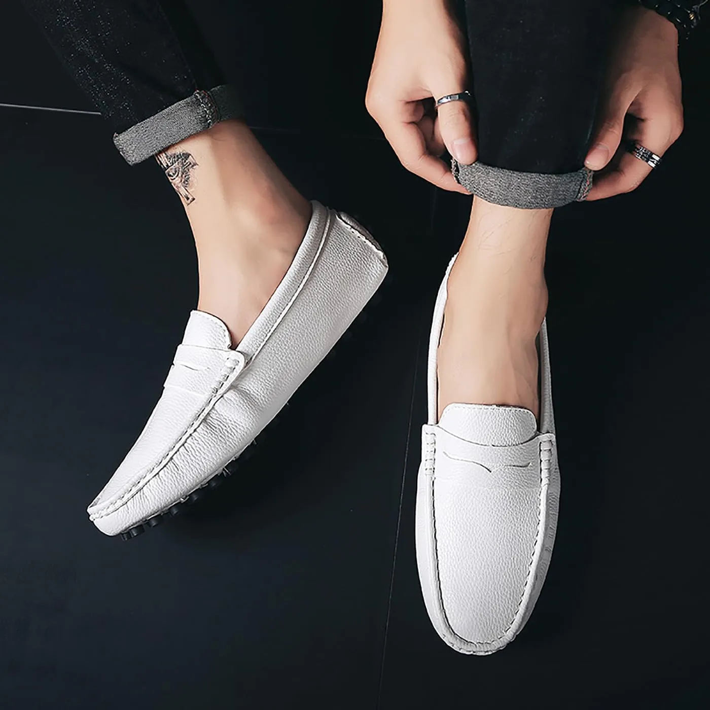 Mens Loafers Casual Silp On Leather Penny Loafers Fashion Lightweight Driving Boat Shoes for Mens
