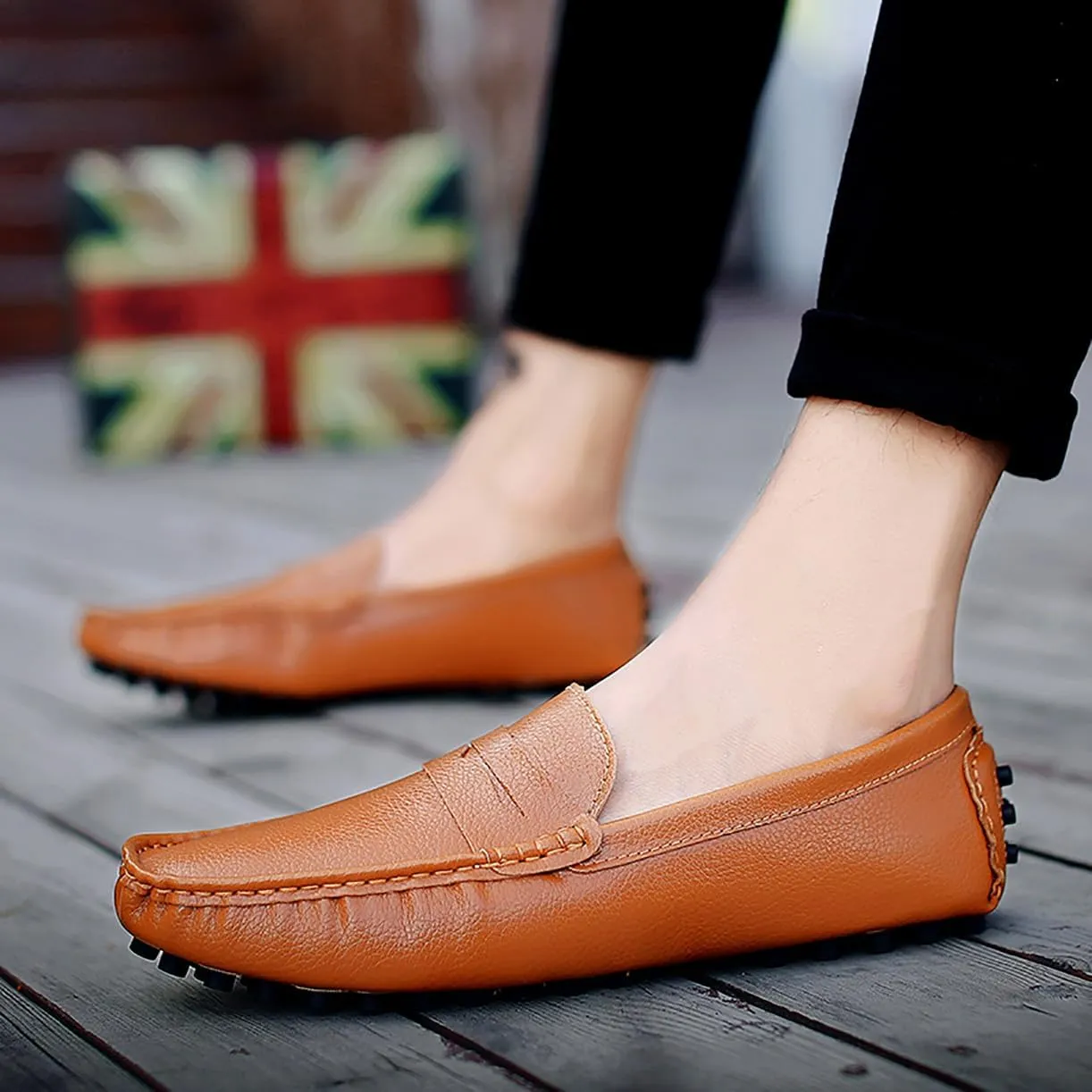 Mens Loafers Casual Silp On Leather Penny Loafers Fashion Lightweight Driving Boat Shoes for Mens
