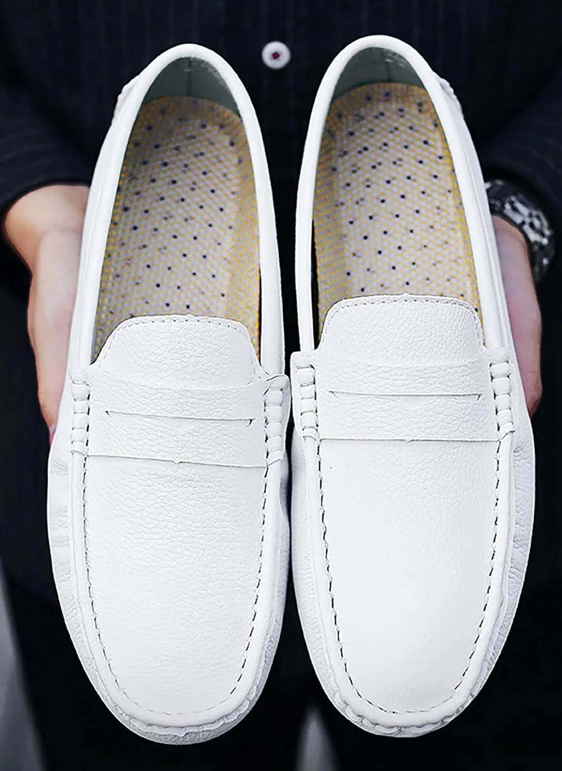 Mens Loafers Casual Silp On Leather Penny Loafers Fashion Lightweight Driving Boat Shoes for Mens