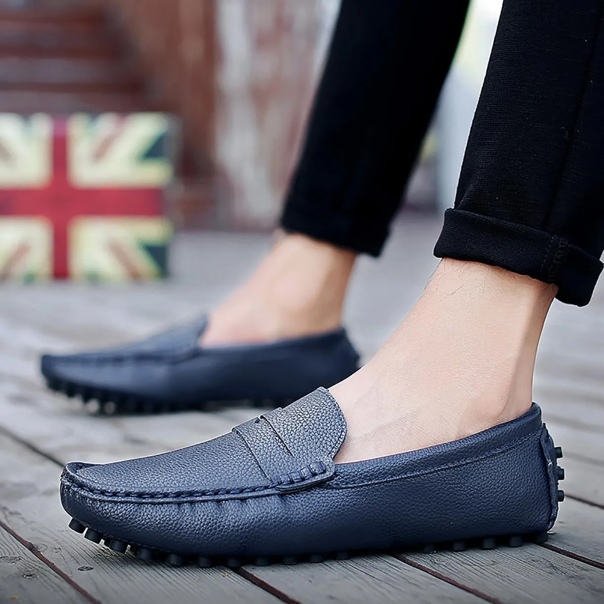 Mens Loafers Casual Silp On Leather Penny Loafers Fashion Lightweight Driving Boat Shoes for Mens