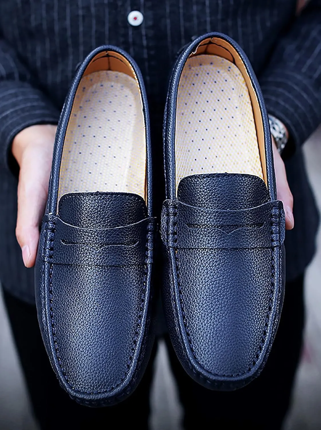 Mens Loafers Casual Silp On Leather Penny Loafers Fashion Lightweight Driving Boat Shoes for Mens