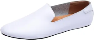 Men's Loafers Pointed Toe Genuine Leather Flat Heel Anti-Slip for Business Casual Office Work Wedding Slip-on