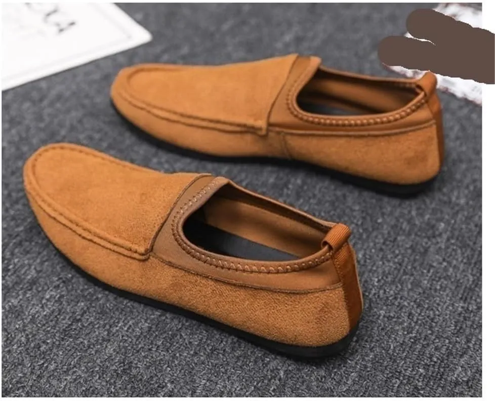 Mens Loafers PU Leather Round Toe Lightweight Resistant Comfortable Walking Shoes Casual Solid Color Slip On