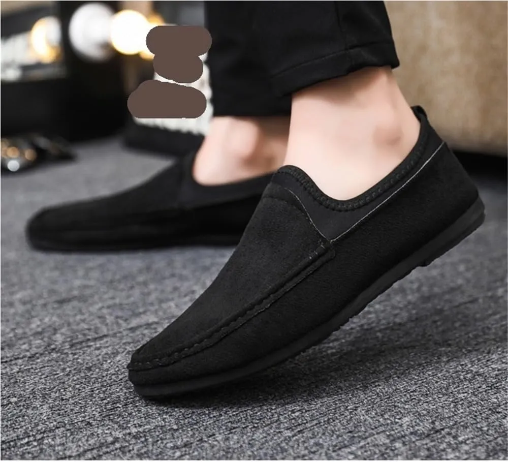 Mens Loafers PU Leather Round Toe Lightweight Resistant Comfortable Walking Shoes Casual Solid Color Slip On