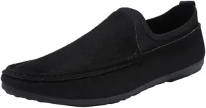 Mens Loafers PU Leather Round Toe Lightweight Resistant Comfortable Walking Shoes Casual Solid Color Slip On