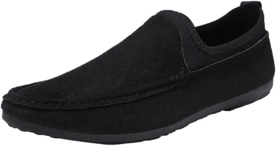 Mens Loafers PU Leather Round Toe Lightweight Resistant Comfortable Walking Shoes Casual Solid Color Slip On