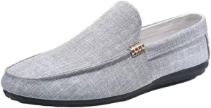 Mens Loafers Shoe Round Toe Cloth Loafer Shoes Flexible Lightweight Flat Heel Party Prom Slip-on for Business Casual Office Work