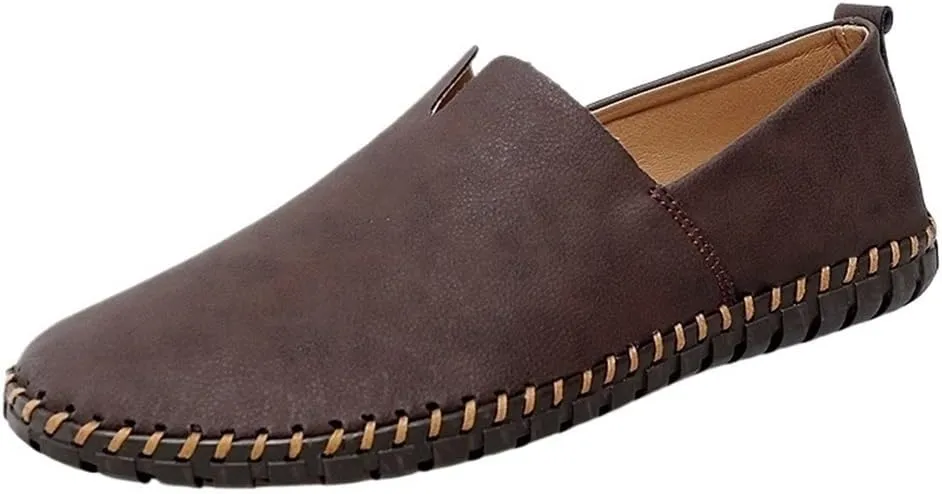 Men's Loafers Shoes Vegan Leather Stitching Details Comfortable Lightweight Slip Sole Walking Shoes