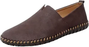 Men's Loafers Shoes Vegan Leather Stitching Details Comfortable Lightweight Slip Sole Walking Shoes