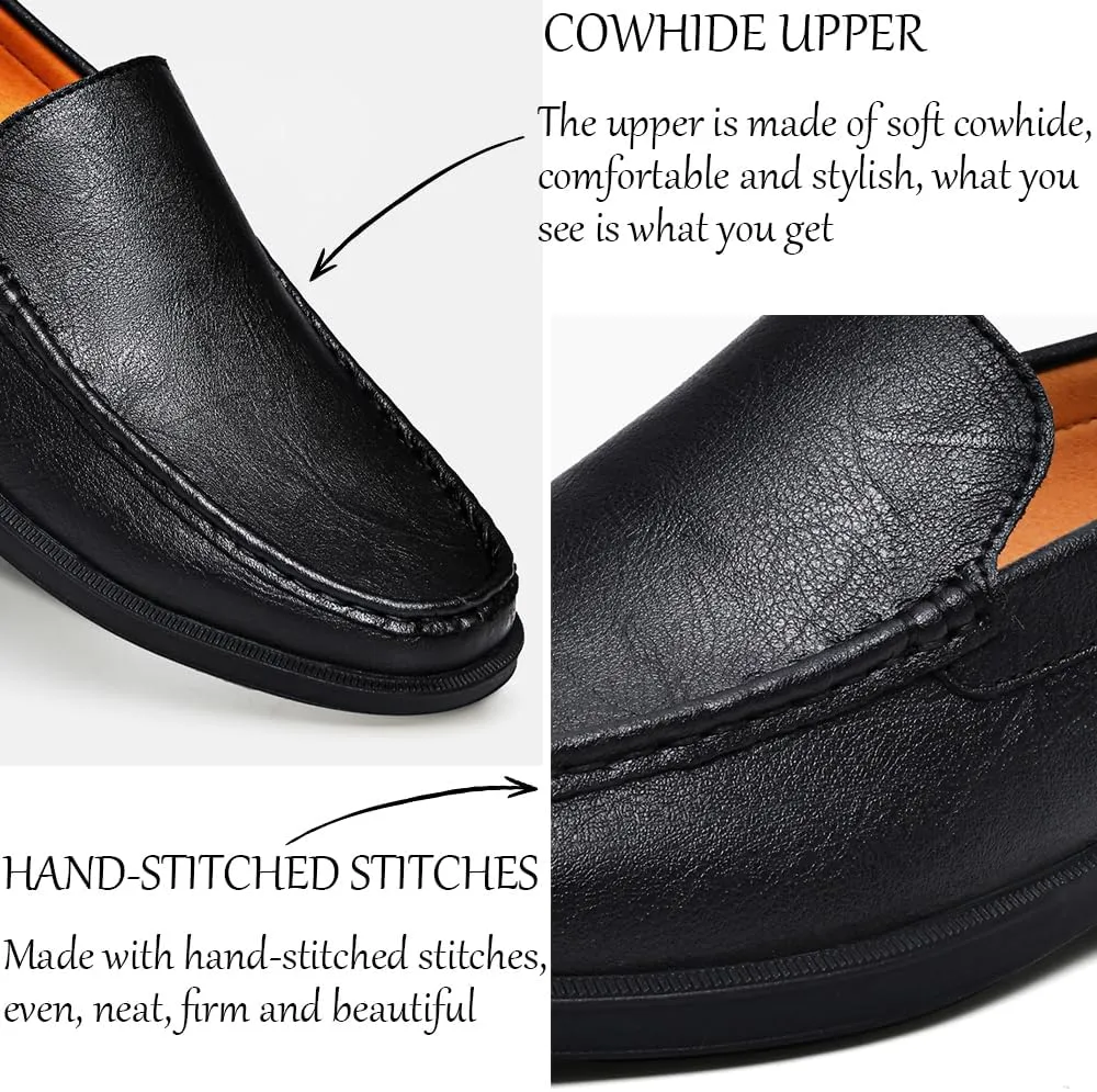 Men's Loafers Slip-On Dress Shoes  Men's Genuine Leather Business Casual Shoes,Hollow and Breathable Comfortable,Suitable for Work,Office Or Daily Wear