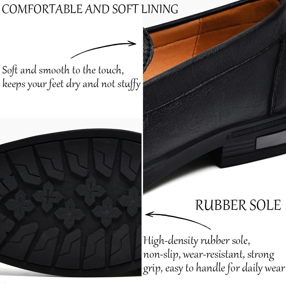 Men's Loafers Slip-On Dress Shoes  Men's Genuine Leather Business Casual Shoes,Hollow and Breathable Comfortable,Suitable for Work,Office Or Daily Wear