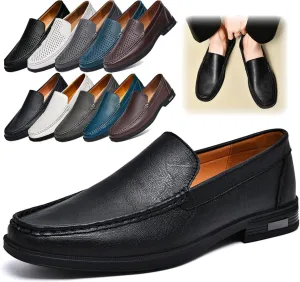Men's Loafers Slip-On Dress Shoes  Men's Genuine Leather Business Casual Shoes,Hollow and Breathable Comfortable,Suitable for Work,Office Or Daily Wear