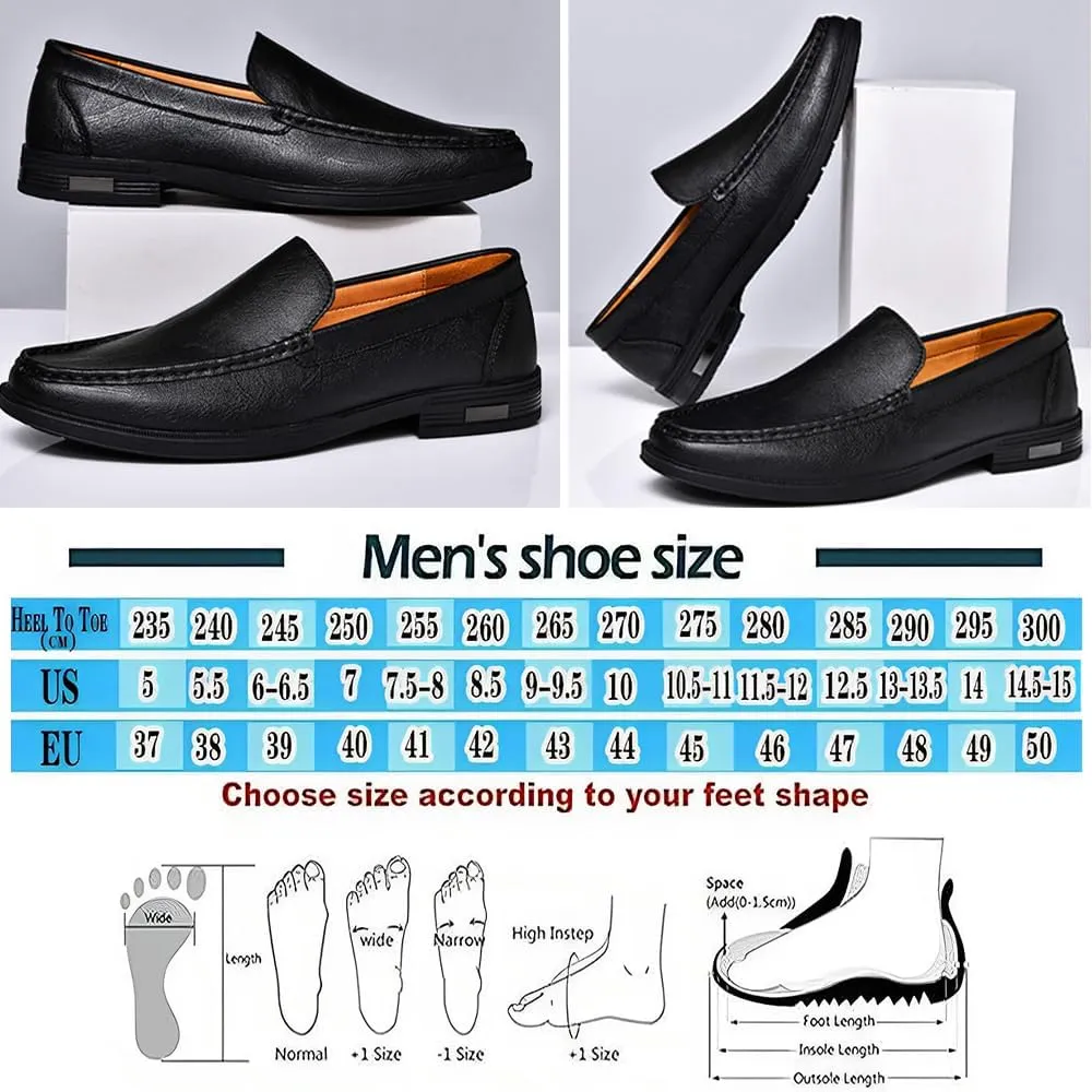 Men's Loafers Slip-On Dress Shoes  Men's Genuine Leather Business Casual Shoes,Hollow and Breathable Comfortable,Suitable for Work,Office Or Daily Wear