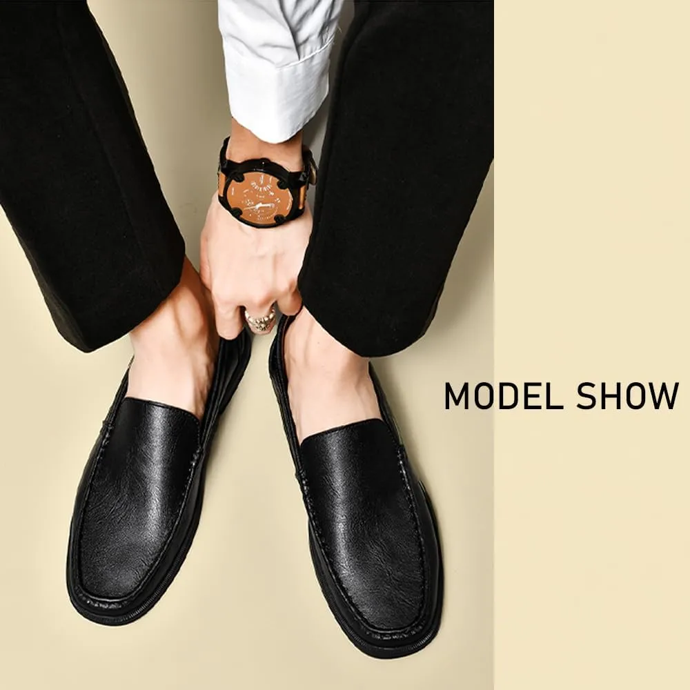 Men's Loafers Slip-On Dress Shoes  Men's Genuine Leather Business Casual Shoes,Hollow and Breathable Comfortable,Suitable for Work,Office Or Daily Wear