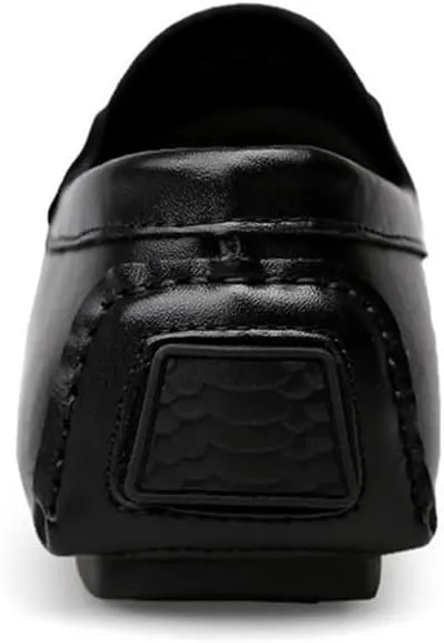 Mens Loafers Slip On Leather Round Toe Lightweight Flat Heel Resistant Comfortable Casual Fashion Simple Design Shoes