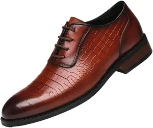 Men's Mid-Heel Platform Leather Oxford Shoes Comfort Business Lace Up Fashion Dress Shoes for Men