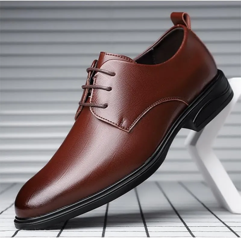 Men's Modern Patent Leather Wingtip Brogue Dress Shoes - Casual Wedding Faux Derby Tuxedo Shoes
