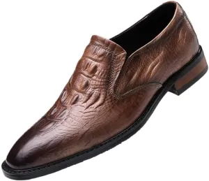 Men's Modern Slip-On Oxfords Genuine Leather Business Casual Oxfords Shoes