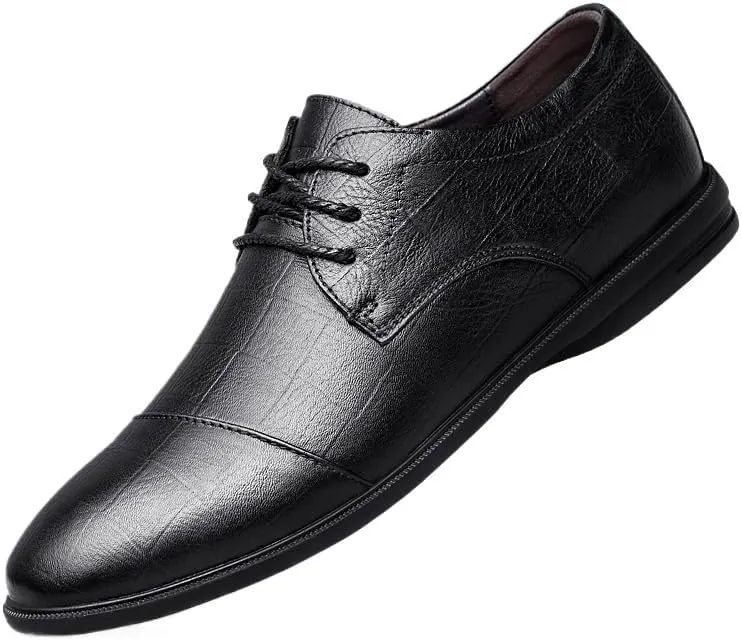 Men's Oxfords Modern Low Top Pointed Toe Tuxedo Derby Shoes Non-Slip Rubber Flat Dress Shoes for Men(Black,11)
