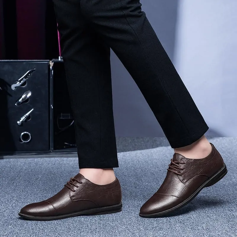 Men's Oxfords Modern Low Top Pointed Toe Tuxedo Derby Shoes Non-Slip Rubber Flat Dress Shoes for Men(Black,11)