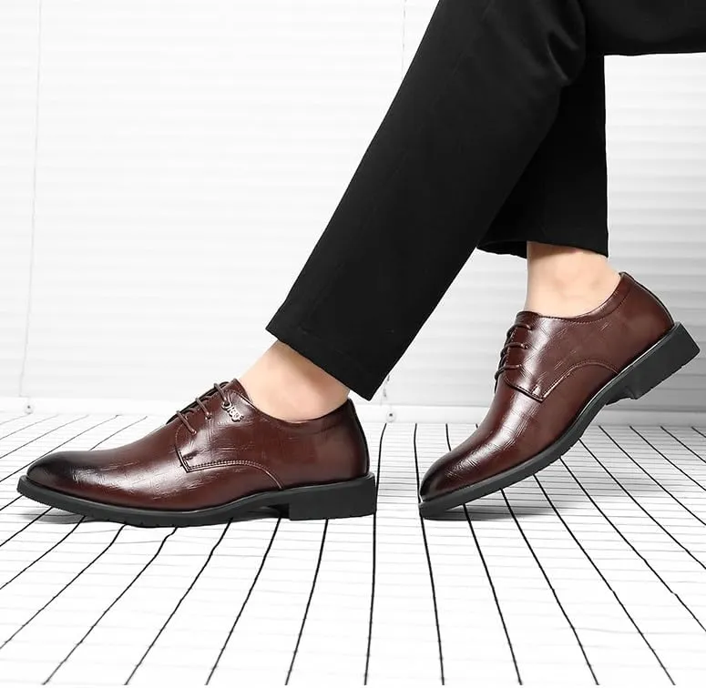 Men's Pointed Toe Dress Shoes Modern Wedding Office Classic Oxfords Shoes Breathable Comfort Business Lace Up Work Leisure Leather Dress Shoes