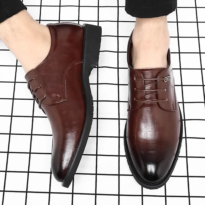 Men's Pointed Toe Dress Shoes Modern Wedding Office Classic Oxfords Shoes Breathable Comfort Business Lace Up Work Leisure Leather Dress Shoes