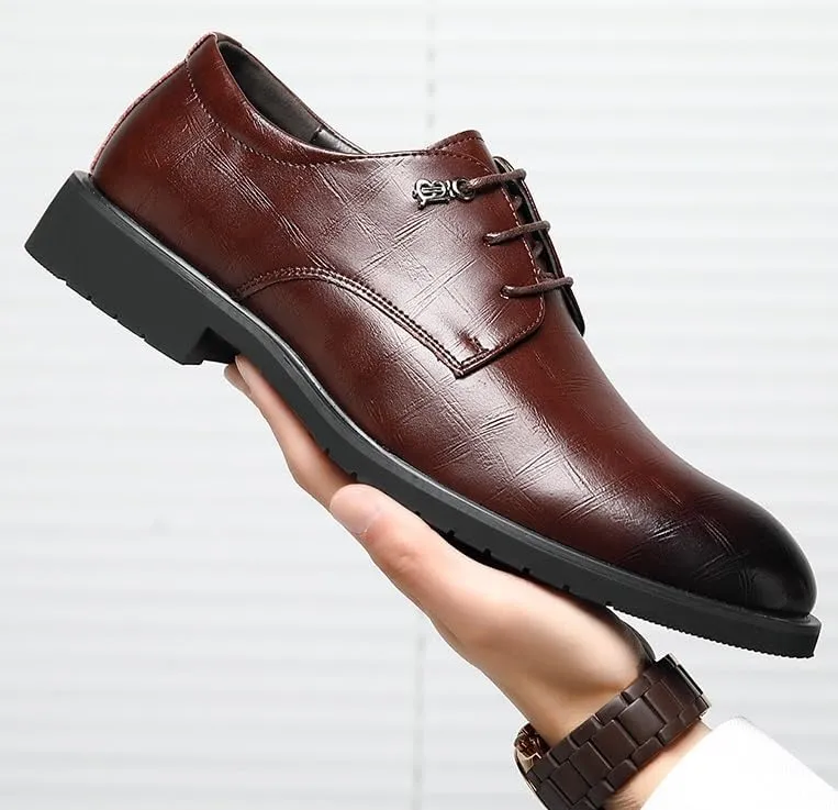 Men's Pointed Toe Dress Shoes Modern Wedding Office Classic Oxfords Shoes Breathable Comfort Business Lace Up Work Leisure Leather Dress Shoes