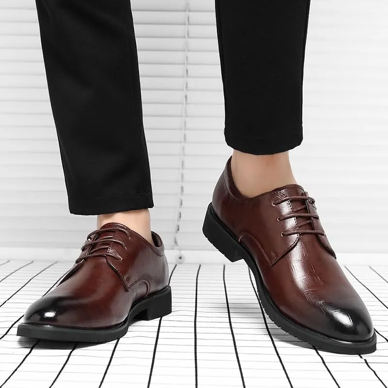 Men's Pointed Toe Dress Shoes Modern Wedding Office Classic Oxfords Shoes Breathable Comfort Business Lace Up Work Leisure Leather Dress Shoes