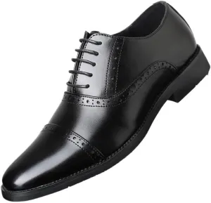 Men's Shiny Leather Lace Up Business Dress Shoes Classic Pointed Toe Comfortable Loafers Shoes for Men