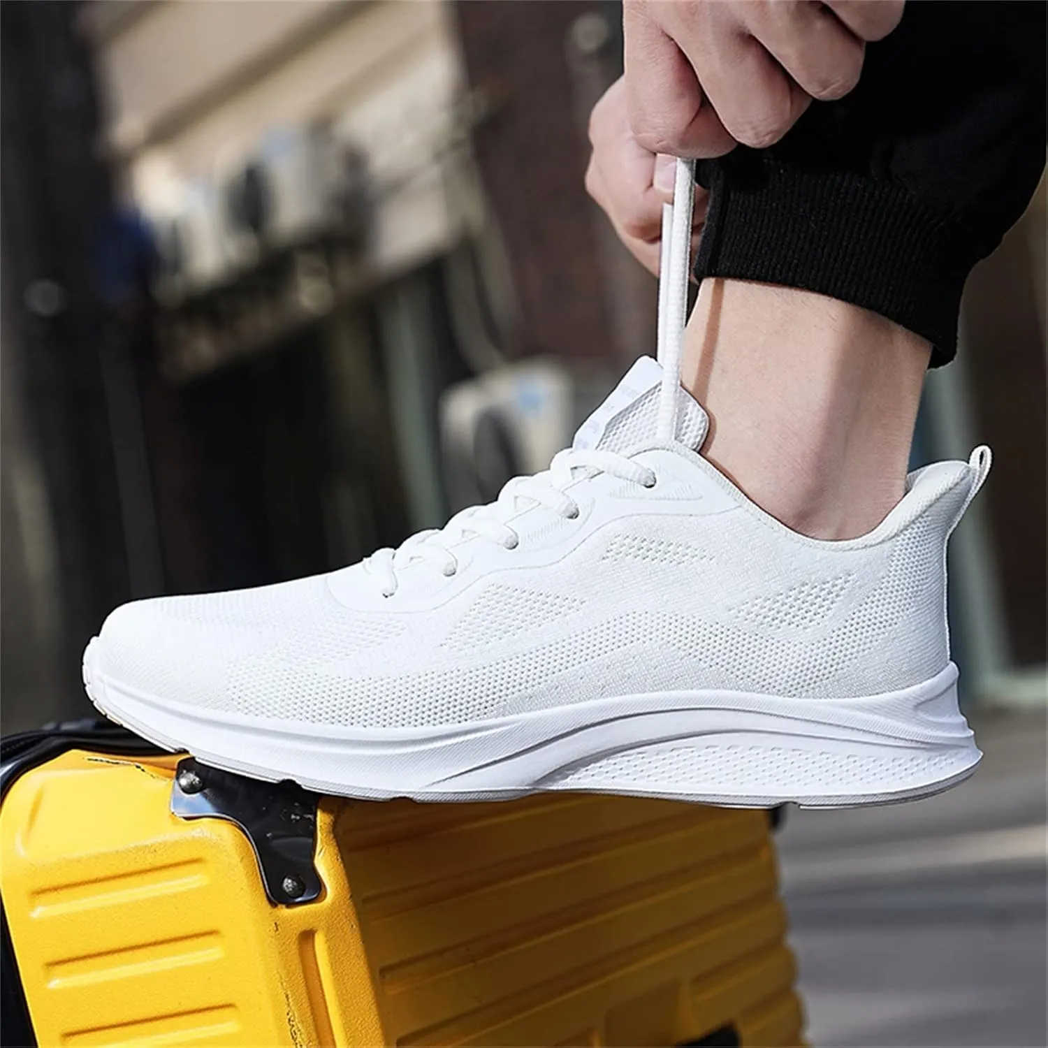 Mens Shoes Mesh Breathable Lace Up Solid Color Casual Fashion Simple Shoes Running Shoes Men's 515 V1 Sneaker, 9 XX-Narrow