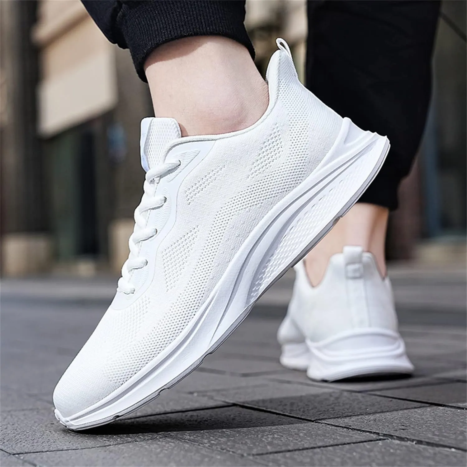 Mens Shoes Mesh Breathable Lace Up Solid Color Casual Fashion Simple Shoes Running Shoes Men's 515 V1 Sneaker, 9 XX-Narrow